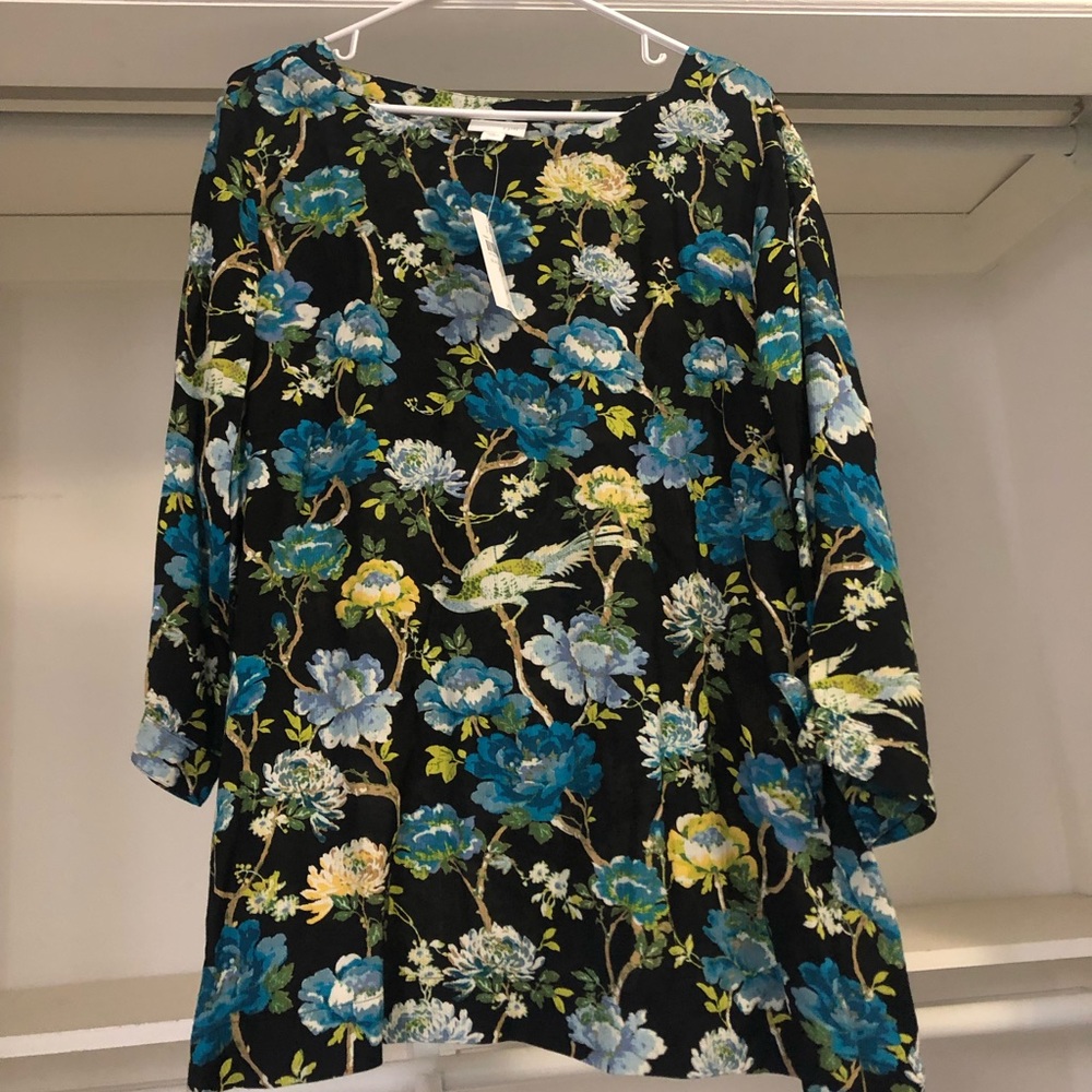 J Jill Peacock Floral Blouse
